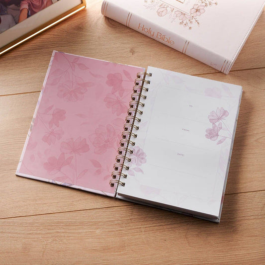 Spiral Journal - White Floral Walk By Faith 2 Cor. 5:7