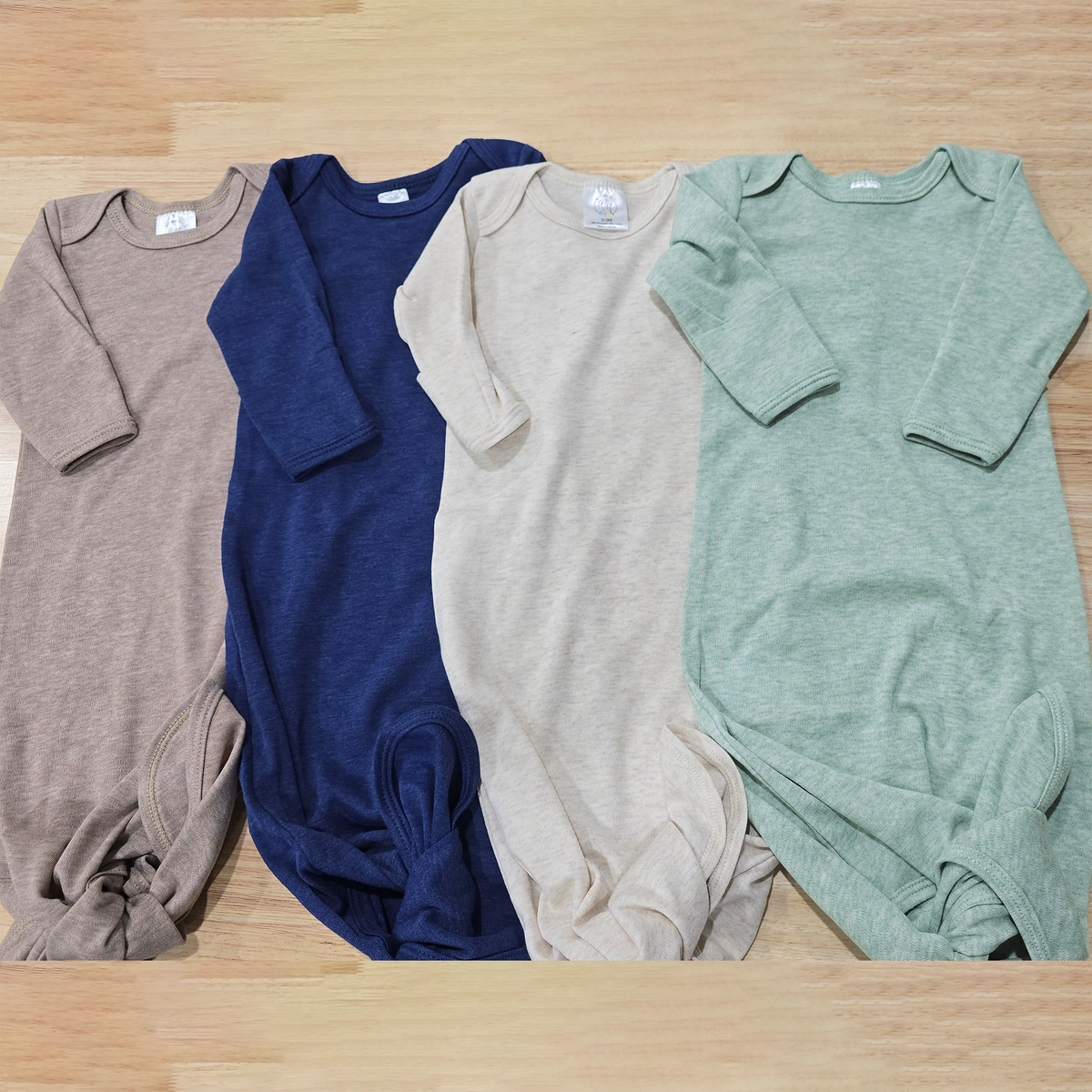 Baby Knotted Gown - Heather Colors: Oatmeal, Gown only