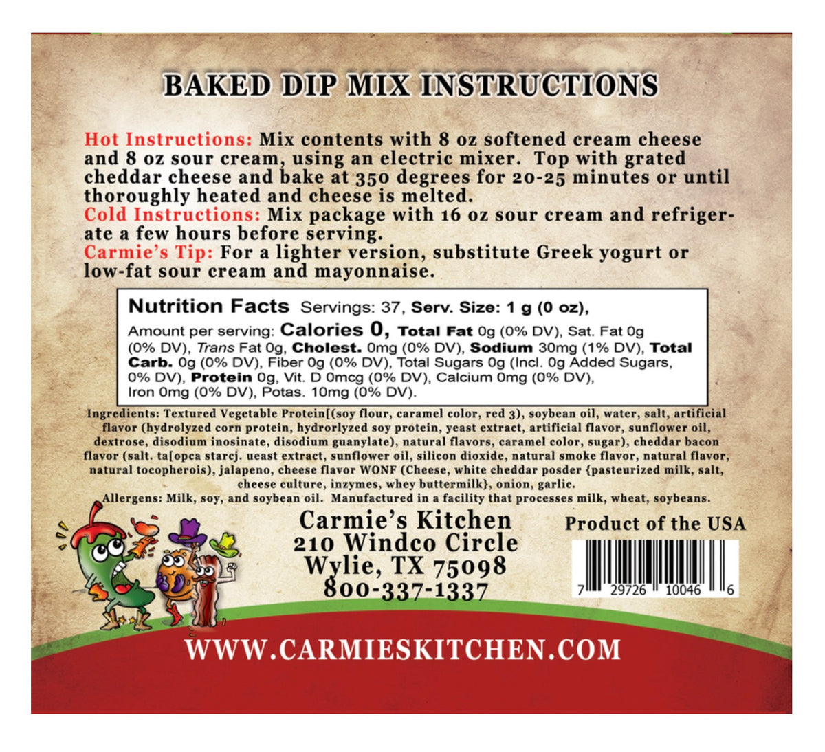 Baked Bacon Jalapeno Popper Dip Mix