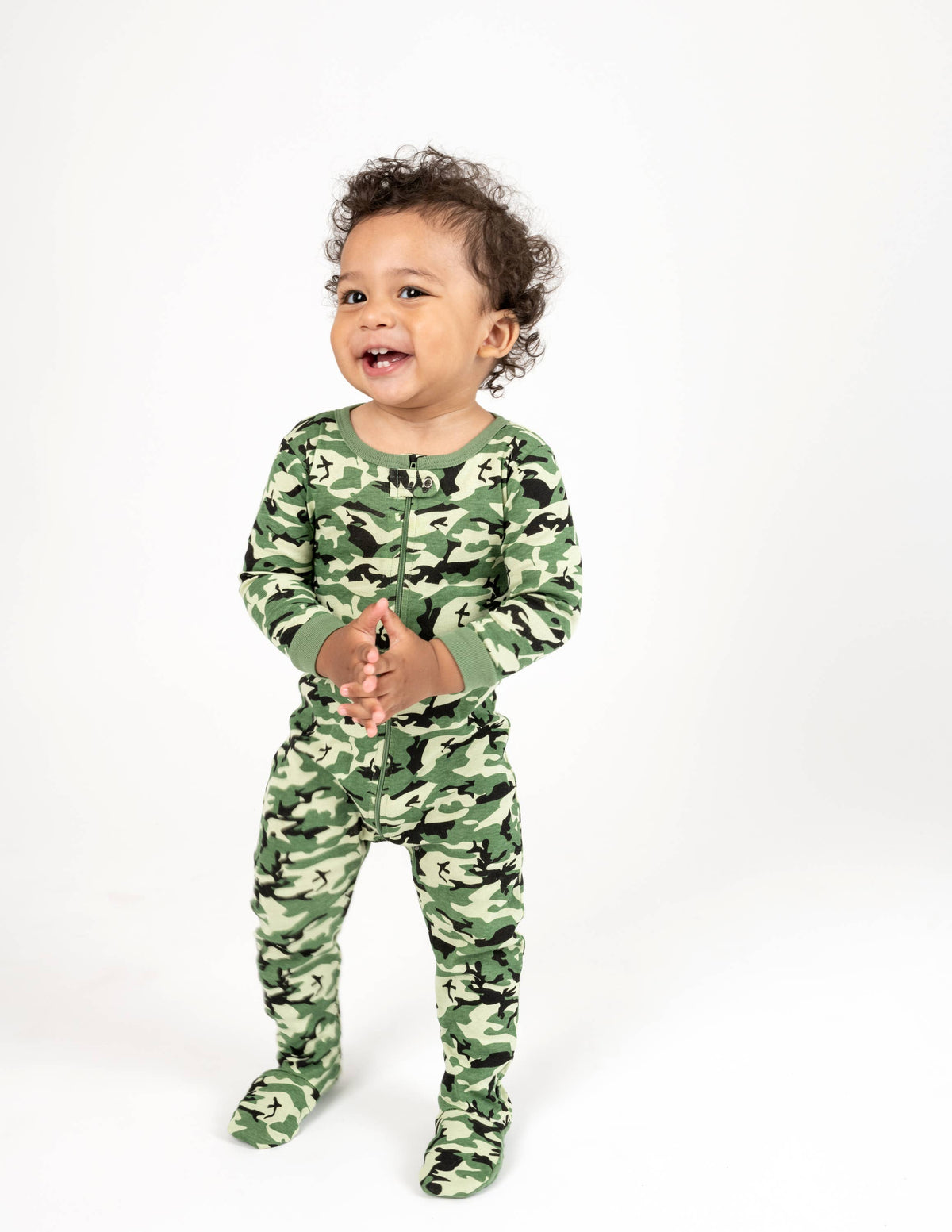 Baby Footed Cotton Pajama Print: CAMOUFLAGE, 3-6 Month