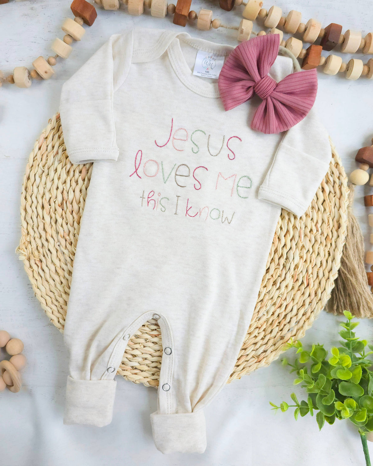 Baby Romper | Baby Girl Outfit - Jesus Loves Me: Newborn, Romper and headband