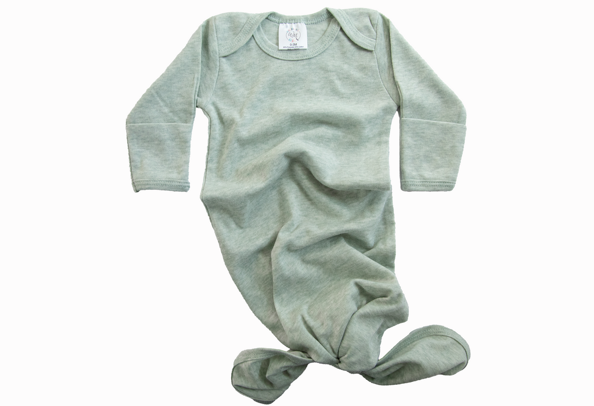 Baby Knotted Gown - Heather Colors: Oatmeal, Gown only