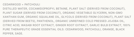Shower Gel---Cedarwood + Patchouli