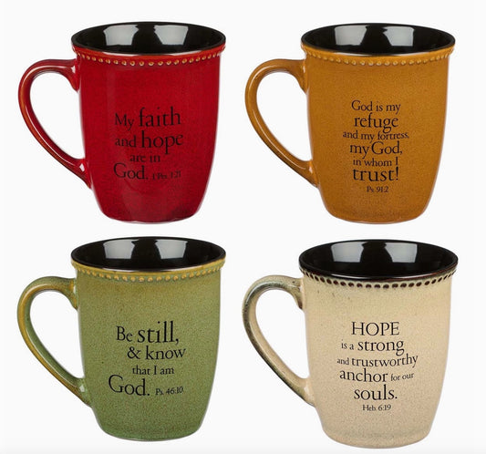4 Pc. Mug Set---Faith, Trust, Hope, Be Still