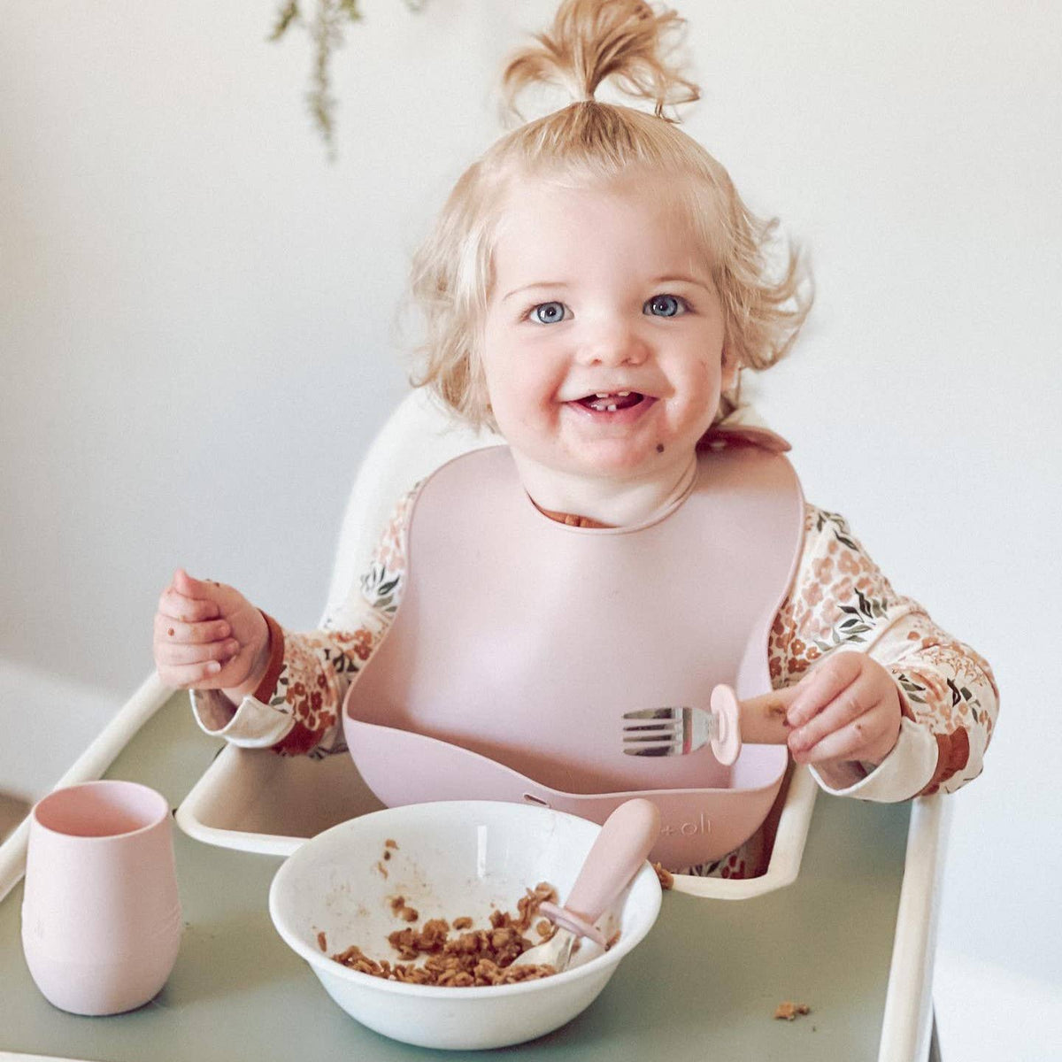 Ali+Oli Spoon & Fork Learning Set for Toddlers (Pink) 6m+