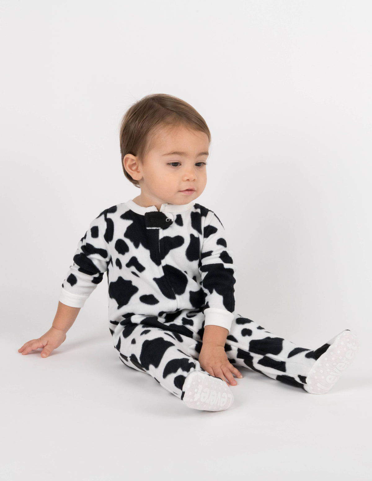 Baby Footed Fleece Pajama Black Cow: 3-6 month