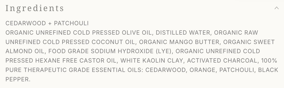 Bar Soap---Cedarwood + Patchouli