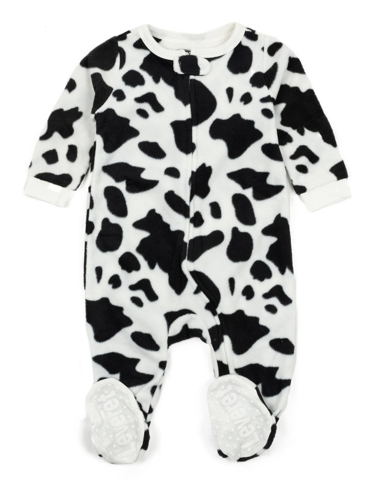 Baby Footed Fleece Pajama Black Cow: 12-18 month