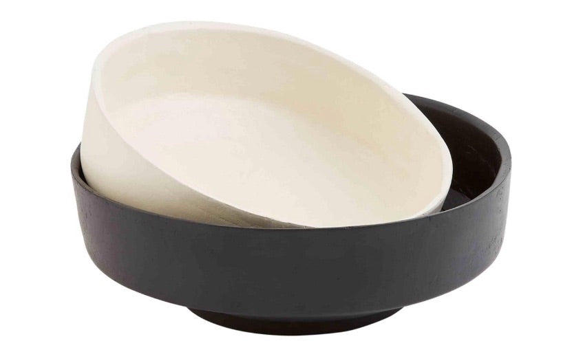 Black/White Paper Mache Bowls---Set of 2