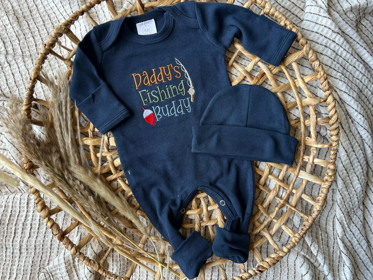 Baby Boy Romper | Daddy's Fishing Buddy: 0-3M, Romper Only
