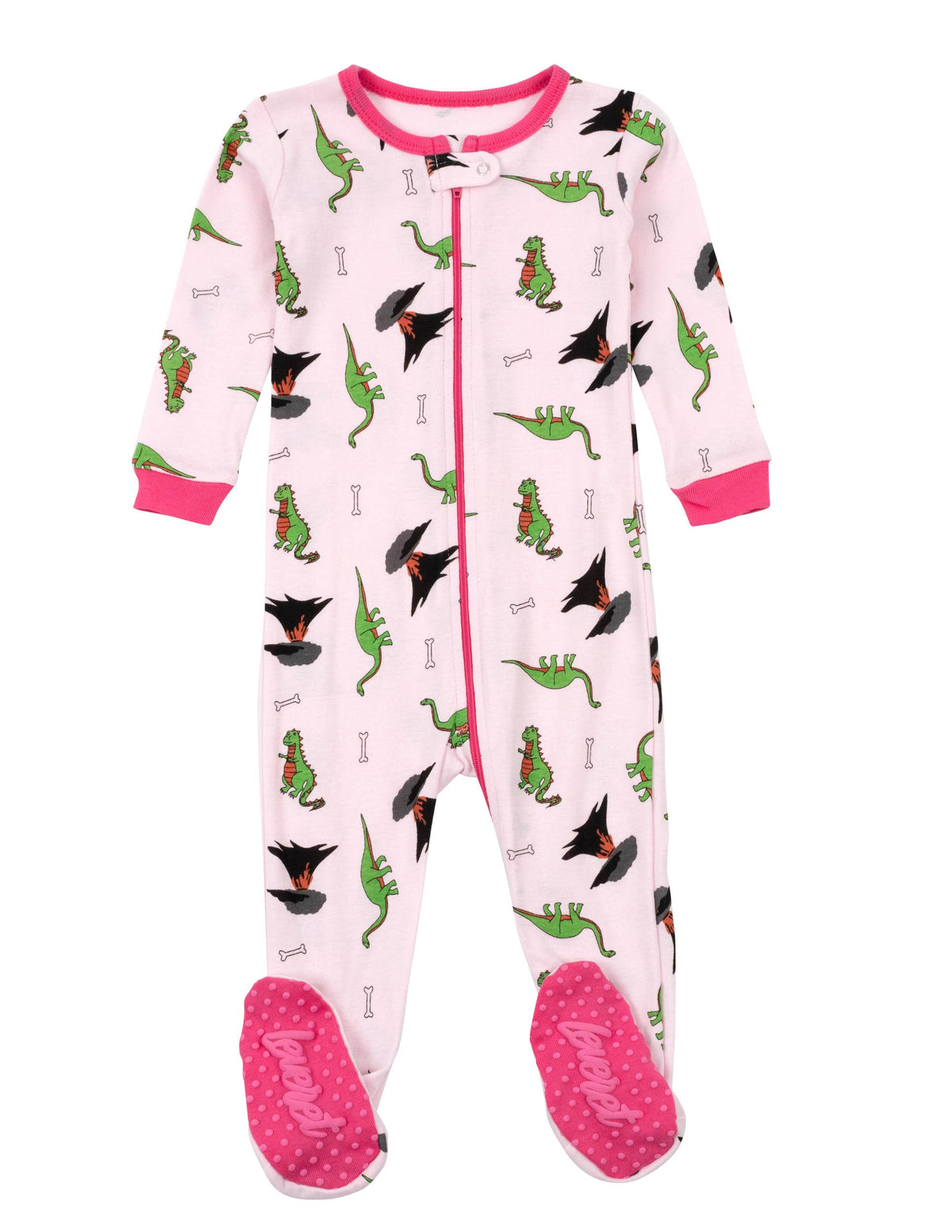 Baby Footed Cotton Pajama Print Dinosaurs: DINOSAUR BLUE, 12-18 Month