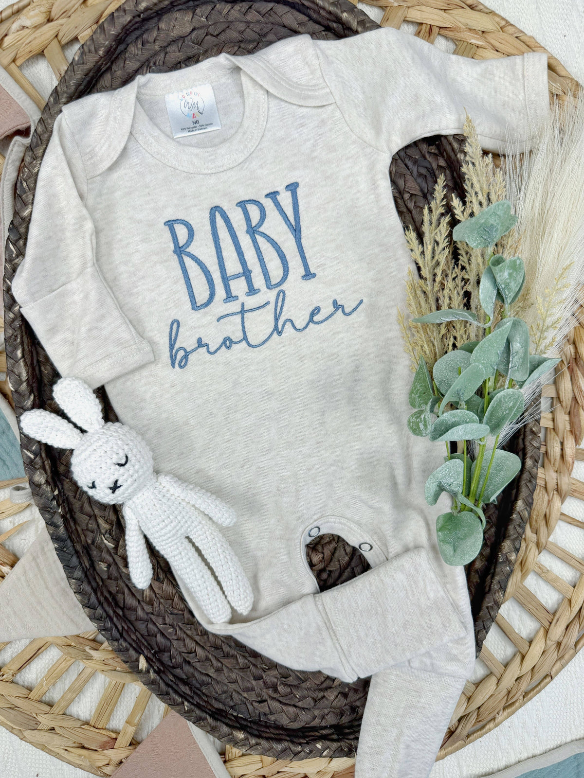 Baby sister footie | little sibling baby outfit: Newborn, Baby sister footie + bow