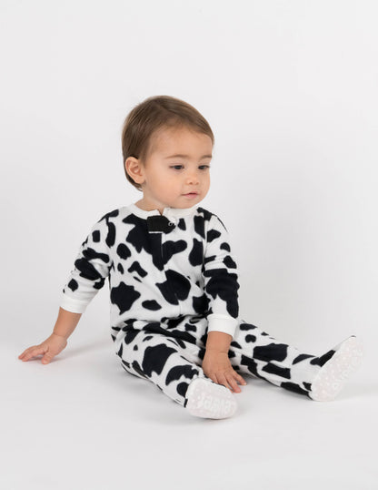 Baby Footed Fleece Pajama Black Cow: 6-12 month