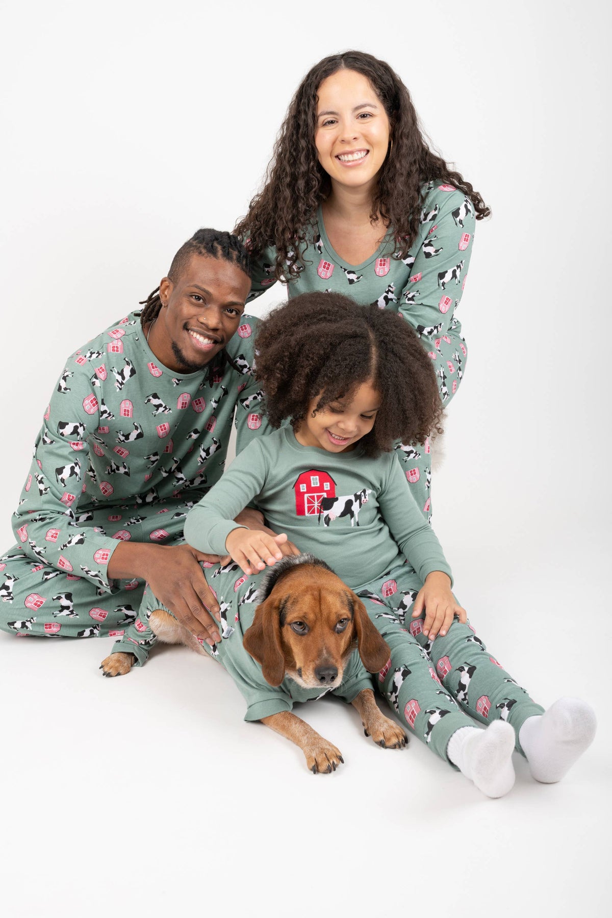 Kids Two Piece Cotton Pajamas Cow Green: 2 year