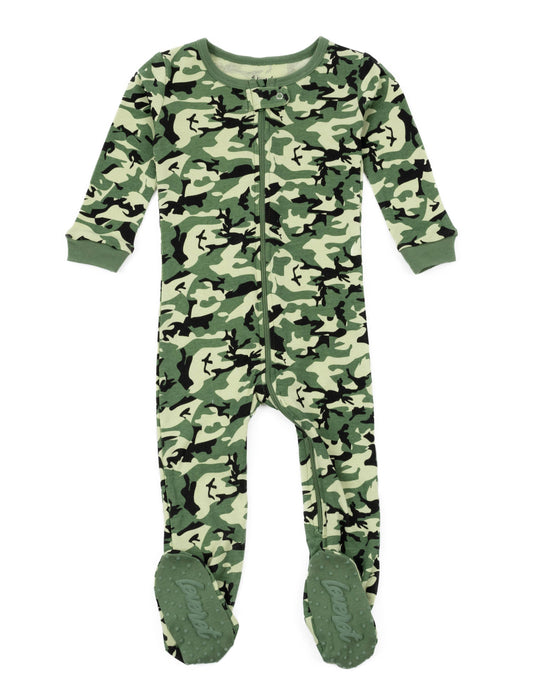 Baby Footed Cotton Pajama Print: CAMOUFLAGE, 3-6 Month