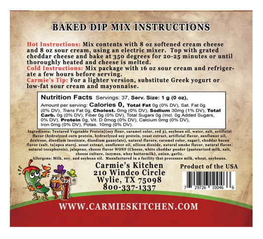 Baked Bacon Jalapeno Popper Dip Mix