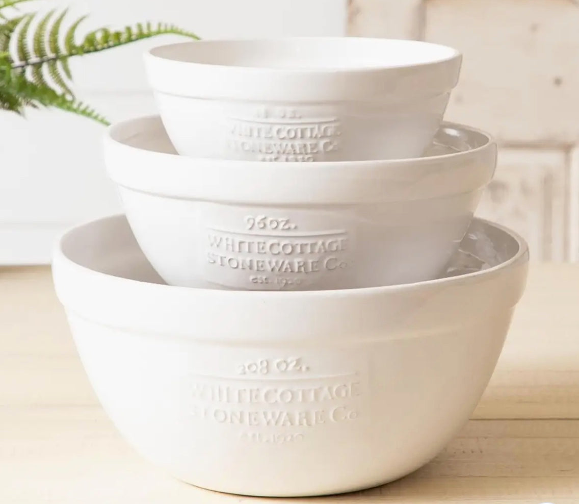White Cottage Mixing Bowls—set of 3