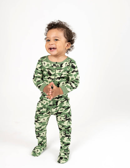 Baby Footed Cotton Pajama Print: CAMOUFLAGE, 6-12 Month