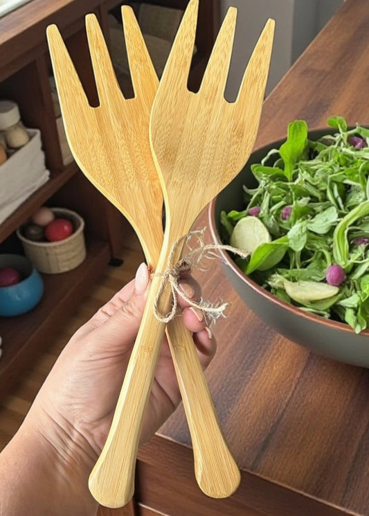 Bamboo Salad Serving Hands