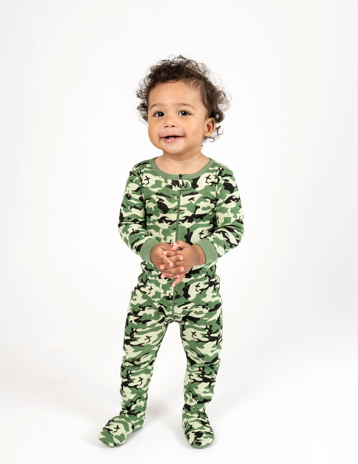 Baby Footed Cotton Pajama Print: CAMOUFLAGE, 6-12 Month