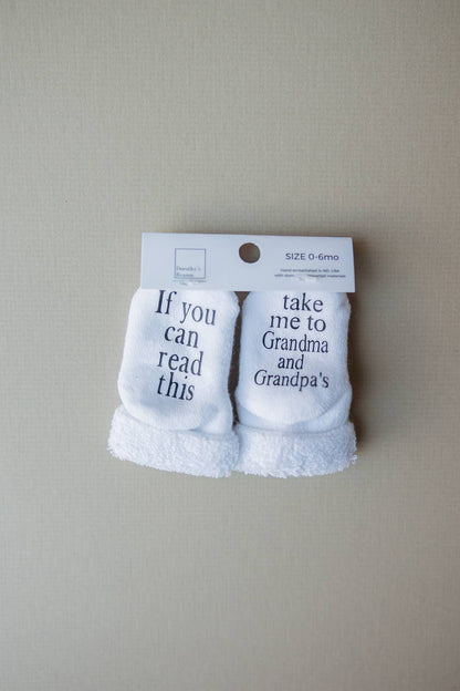 Take Me to Grandma and Grandpas Baby Socks | Grandparents: 0-6mo