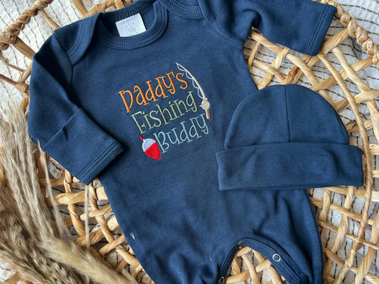 Baby Boy Romper | Daddy's Fishing Buddy: 0-3M, Romper Only