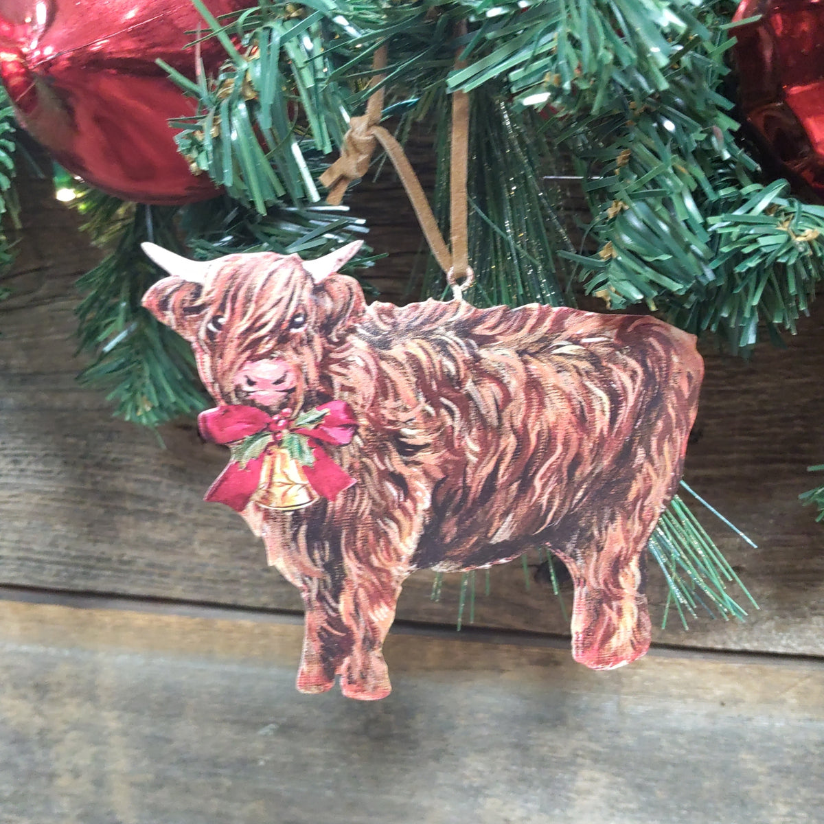 Tin Farm Animal Ornament - Highland Cow