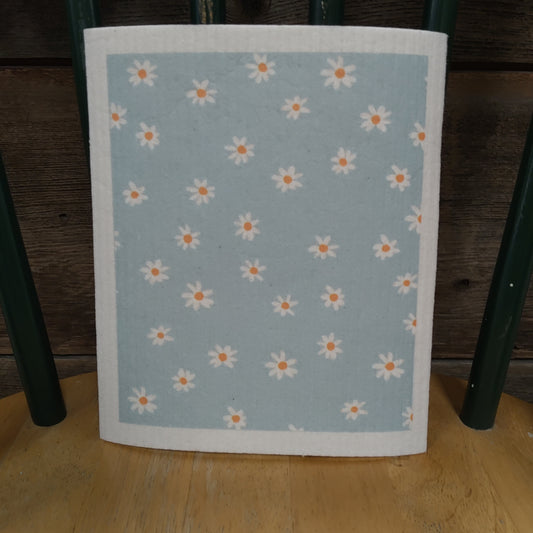 Light Blue/White Flower Swedish Dishcloth