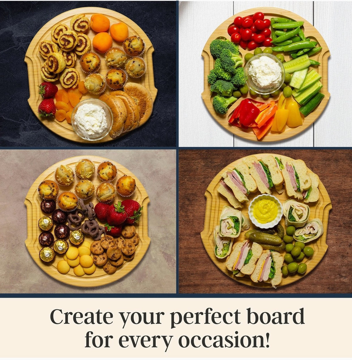 Flip, Serve, & Store Round Charcuterie Board with Locking Lid