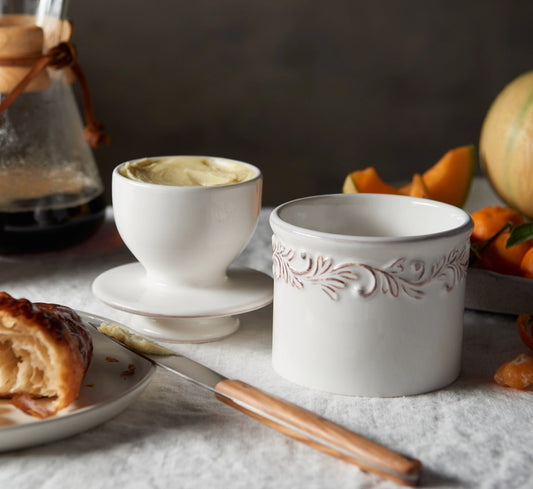 Butter Bell---White Linen Antique