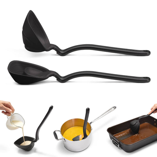 Fladle® - Fold Flat Silicone Ladle: Black