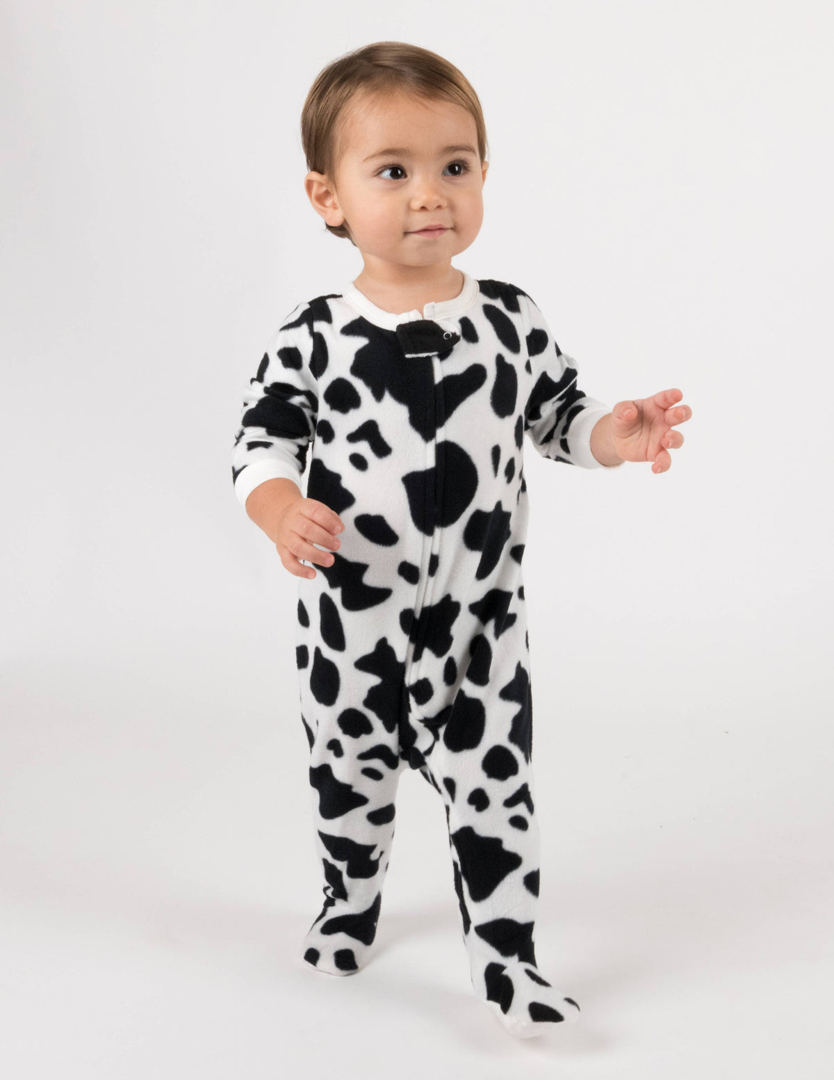 Baby Footed Fleece Pajama Black Cow: 6-12 month