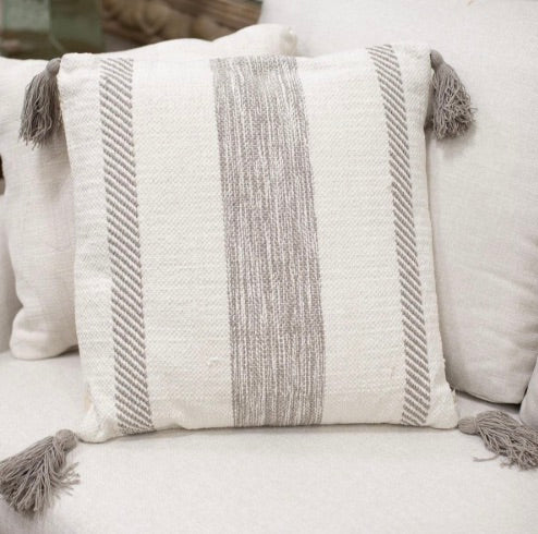 Biltmore Woven Pillow--Gray/White
