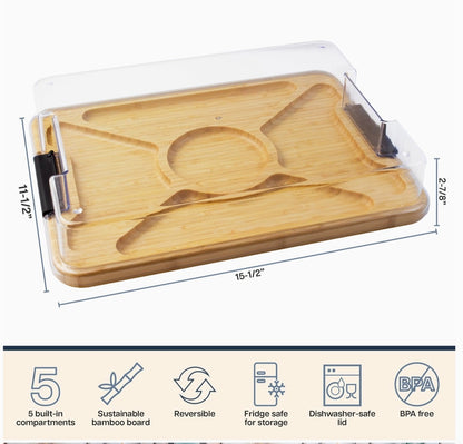 Flip, Serve, & Store Rectangle Charcuterie Board with Locking Lid