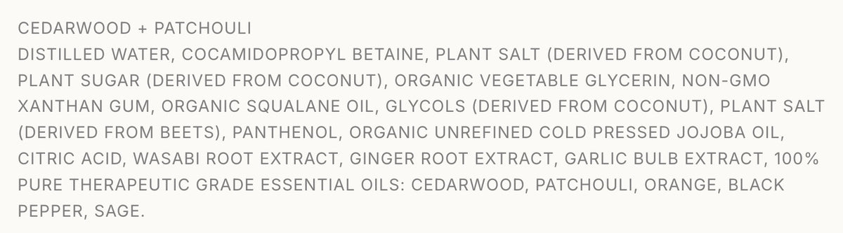 Shower Gel---Cedarwood + Patchouli