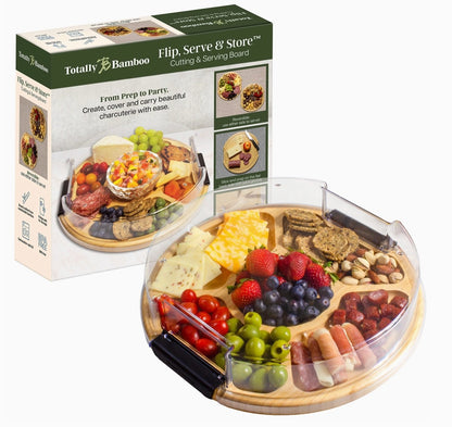 Flip, Serve, & Store Round Charcuterie Board with Locking Lid