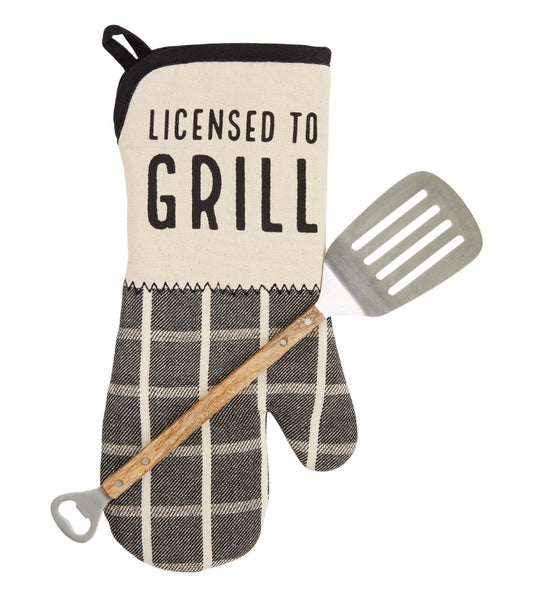 “Licensed To Grill” Grilling Glove/Spatula Set
