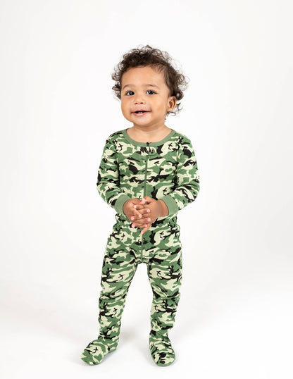 Baby Footed Cotton Pajama Print: CAMOUFLAGE, 3-6 Month