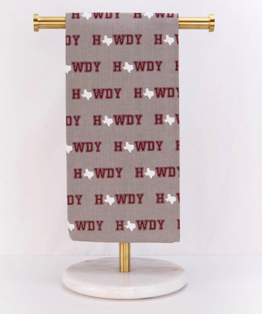 Howdy State Hand Towel--Gray/Maroon