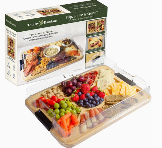 Flip, Serve, & Store Rectangle Charcuterie Board with Locking Lid