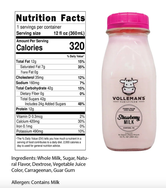 Volleman's Strawberry Milk A2A2 - 12 oz.