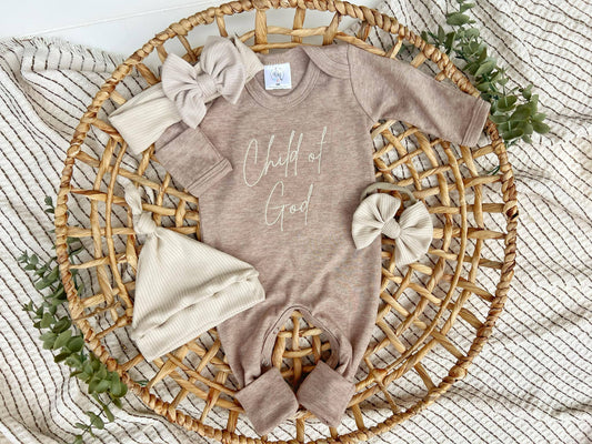Baby Romper | Child of God Mocha Brown Outfit: 0-3M, Romper Only