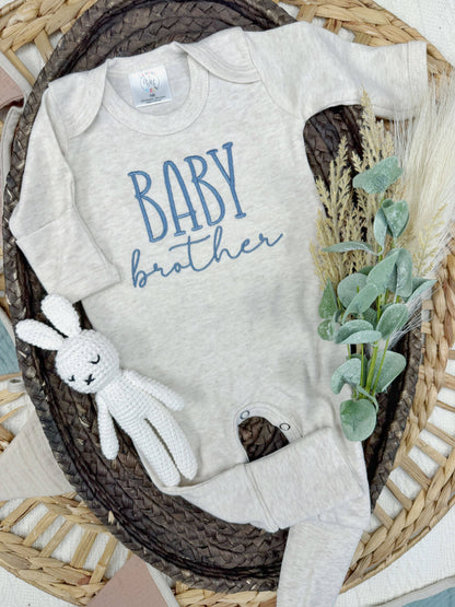 Baby Brother footie + hat | little sibling baby outfit: Newborn