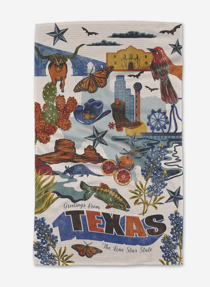 Greetings From Texas Tea Towel