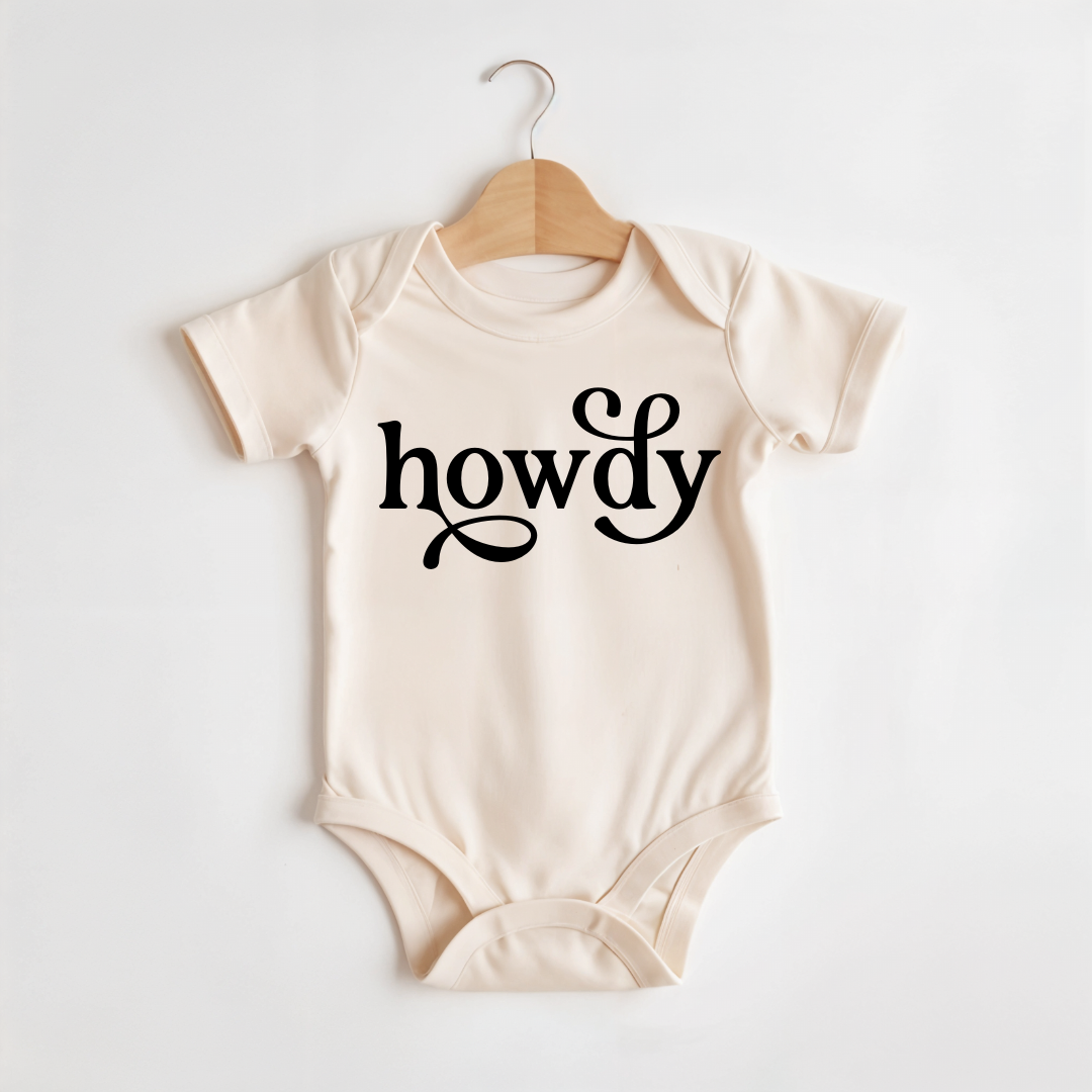 Howdy | 100% Cotton Baby Bodysuit or Tee: NB onesie
