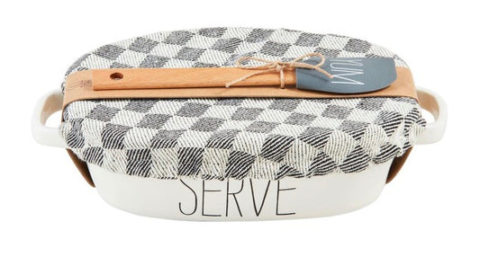 Casserole Dish & Checkered Cover Set
