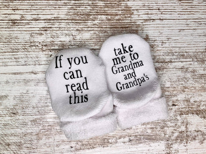 Take Me to Grandma and Grandpas Baby Socks | Grandparents: 0-6mo