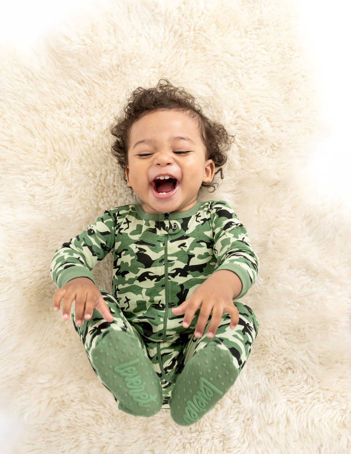 Baby Footed Cotton Pajama Print: CAMOUFLAGE, 3-6 Month
