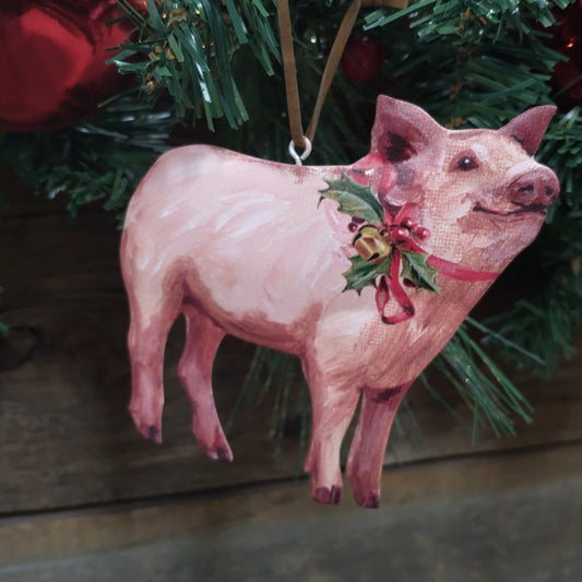 Tin Farm Animal Ornament - Pig