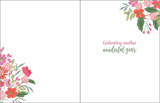 Anniversary Greeting Card - Charming Flower Vase
